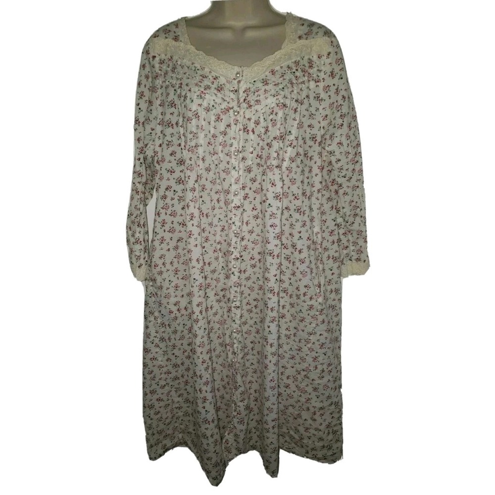 Vtg NORM THOMPSON Midi Nightgown Pintuck Cottagecore Floral Petite Size S Flaw